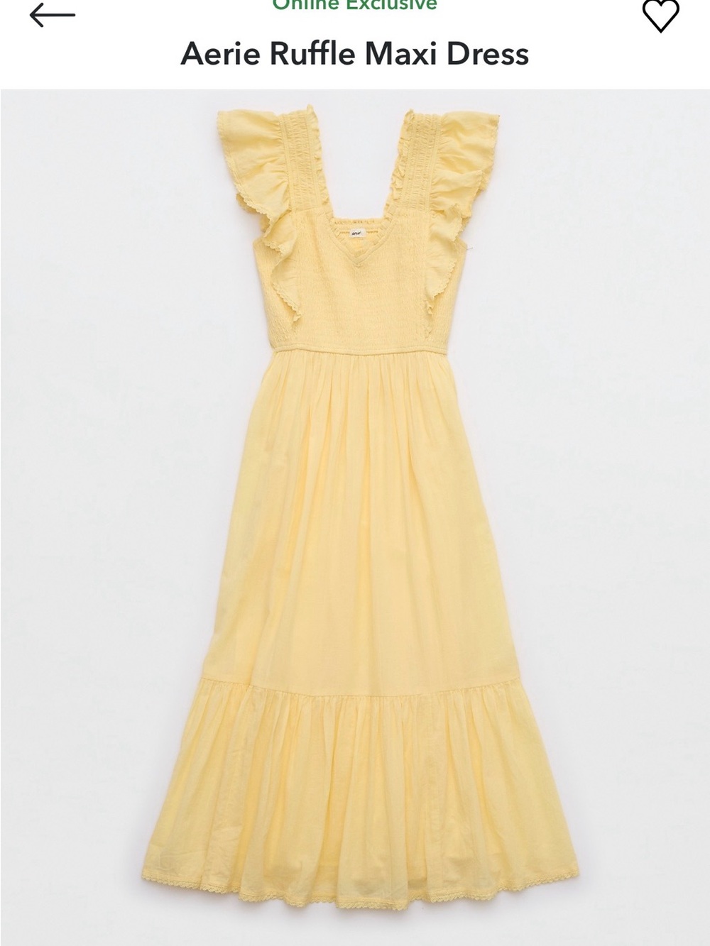aerie Ruffle Maxi Dress in Lemon Yellow
